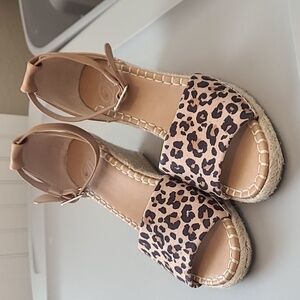 Leopard Print Espadrille Wedge Sandals